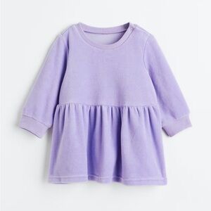 H&M Baby Kids Cozy Velour Dress Light Purple 2T Toddler Girls